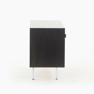 SOLD 1981 Florence Knoll 48in Black Sliding Door Cabinet Credenza with Leather Pulls