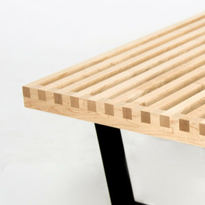 SOLD 2019 George Nelson Slatted Platform Bench with Natural Maple Top and Wood Legs