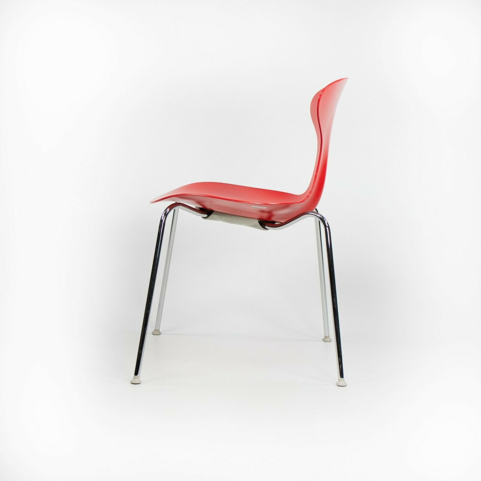 2010s Ross Lovegrove Orbit Chair by Bernhardt Design in Red Plastic Chrome Legs