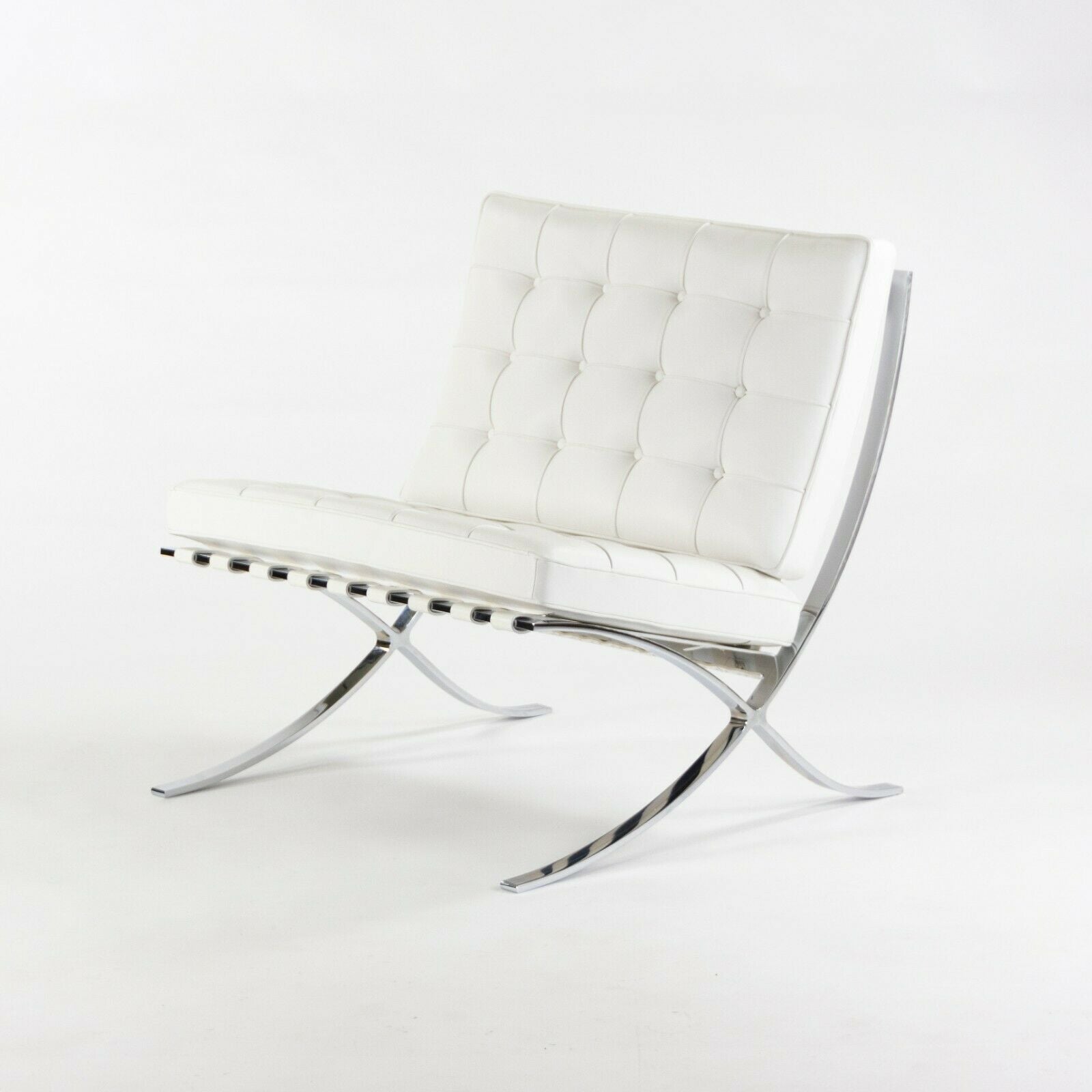 SOLD 2020 Mies Van Der Rohe for Knoll Studio Barcelona Chair in White Volo Leather