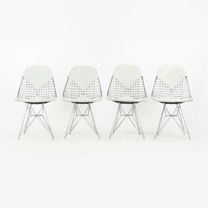 SOLD 1960 Set of 4 Herman Miller Eames DKR-1 Wire Dining Chairs with White Bikini Pads