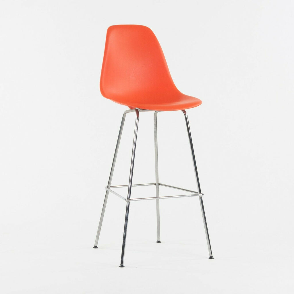 Ray and Charles Eames Herman Miller Molded Shell Bar Stool Chair Red/Orange
