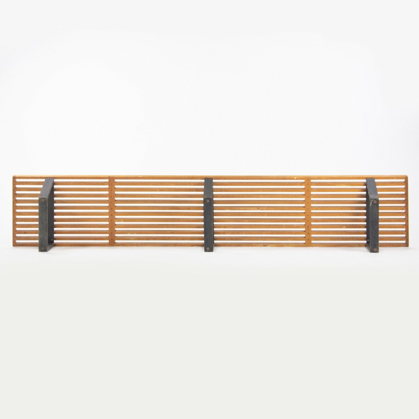 SOLD 1950s Rare George Nelson for Herman Miller 102 inch 4992 Slat Bench Maple Black Laquer