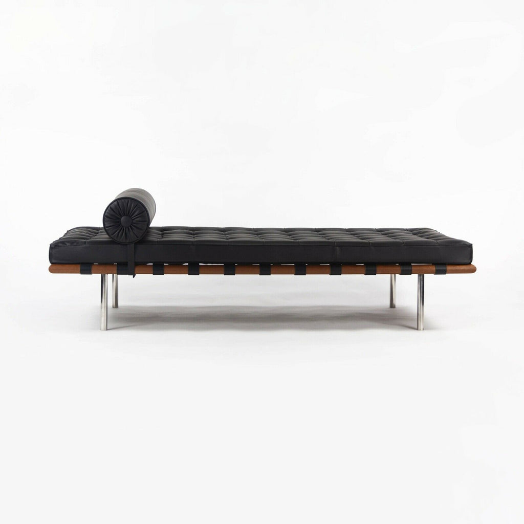 SOLD 2021 Mies Van der Rohe for Knoll Barcelona Daybed / Couch in Black Volo Leather