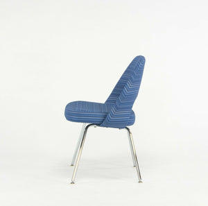 SOLD 2020 6x Eero Saarinen for Knoll Executive Side Chair with Blue Striped Fabric