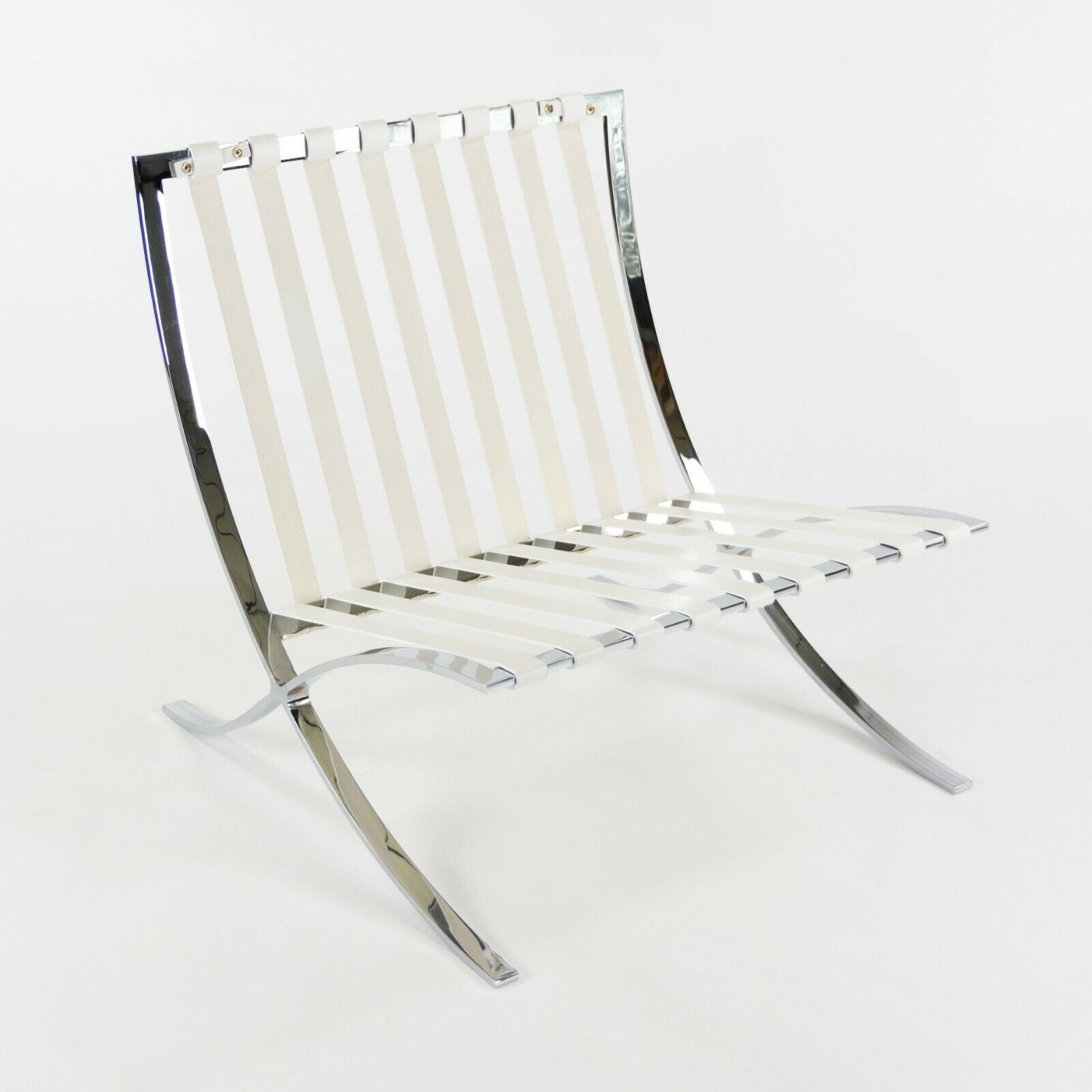 SOLD 2020 Mies Van Der Rohe for Knoll Studio Barcelona Chair in White Volo Leather