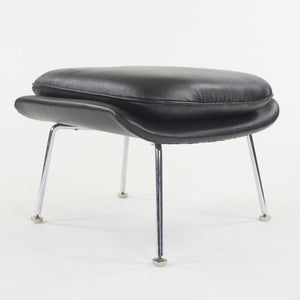 SOLD 1960s Eero Saarinen Knoll International Womb Chair and Ottoman New Black Leather