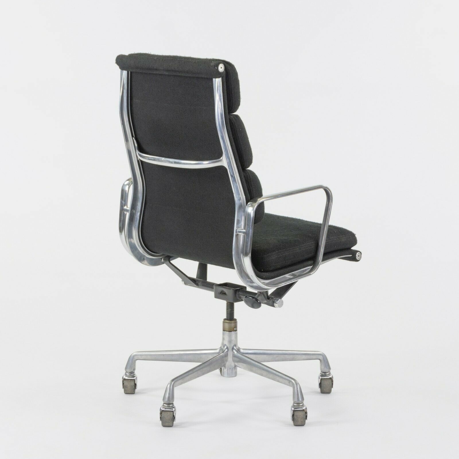 SOLD 1985 Black Fabric Eames Aluminum Group Soft Pad Executive High Back Desk Chair