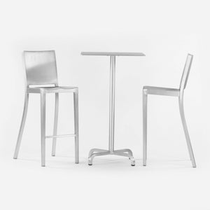 SOLD 2010s Norman Foster for Emeco 20-06 Bar Height Cafe / Dining Table Brushed 24 in