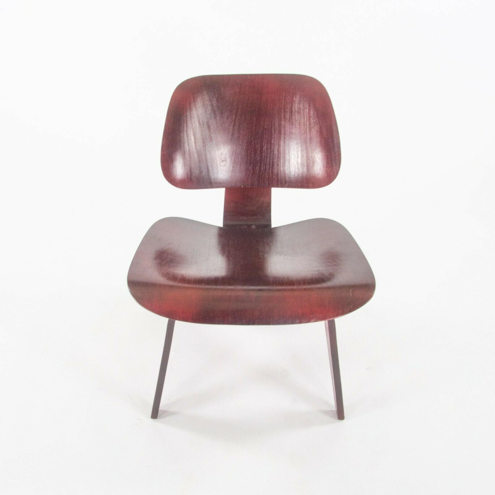 SOLD 1954 Herman Miller Eames LCW Lounge Chair Wood Refinished Red Aniline with Label