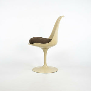 1960s Set of 4 Eero Saarinen for Knoll Armless Tulip Side Chairs in Brown Fabric