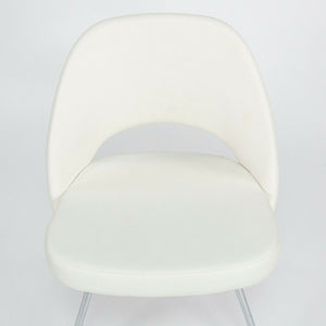 SOLD Eero Saarinen Knoll 2020 White Leather Executive Side Chair with Chrome Legs 2x Available