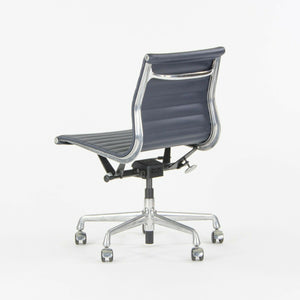 SOLD Herman Miller Eames Aluminum Group Management Armless Desk Chairs in Navy Leather