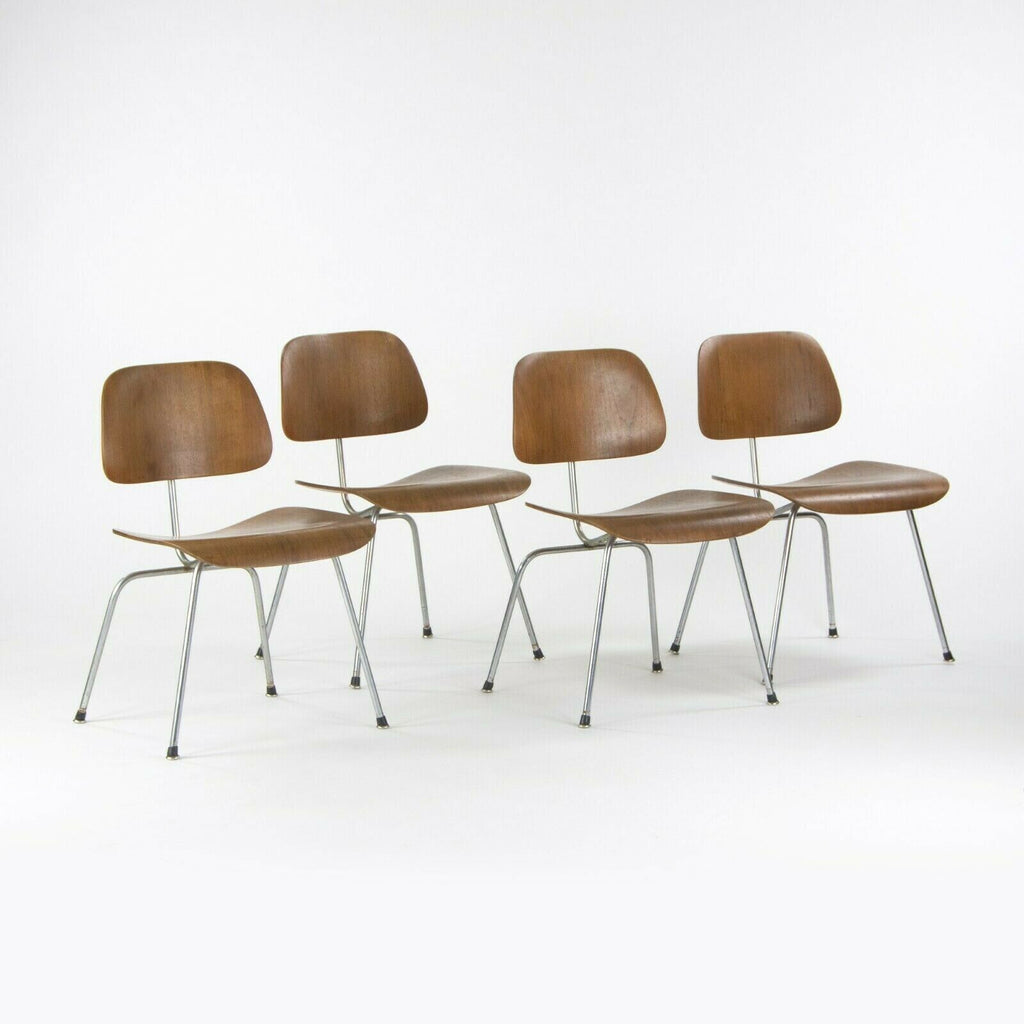 SOLD 1954 (C.) Herman Miller Eames DCM Dining Chair Metal Legs in Walnut Set of Four