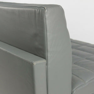 SOLD BassamFellows for Geiger & Herman Miller Grey Leather Armless Tuxedo 3 Seat Sofa