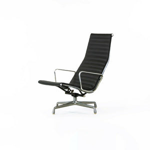 SOLD 1978 Herman Miller Eames Aluminum Group Lounge Chair in Smooth Black Leather
