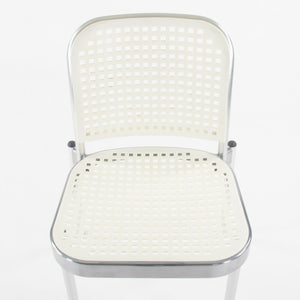 SOLD 2021 Pair of Vico Magistretti Silver Outdoor Chairs for DePadova w/ White Seats