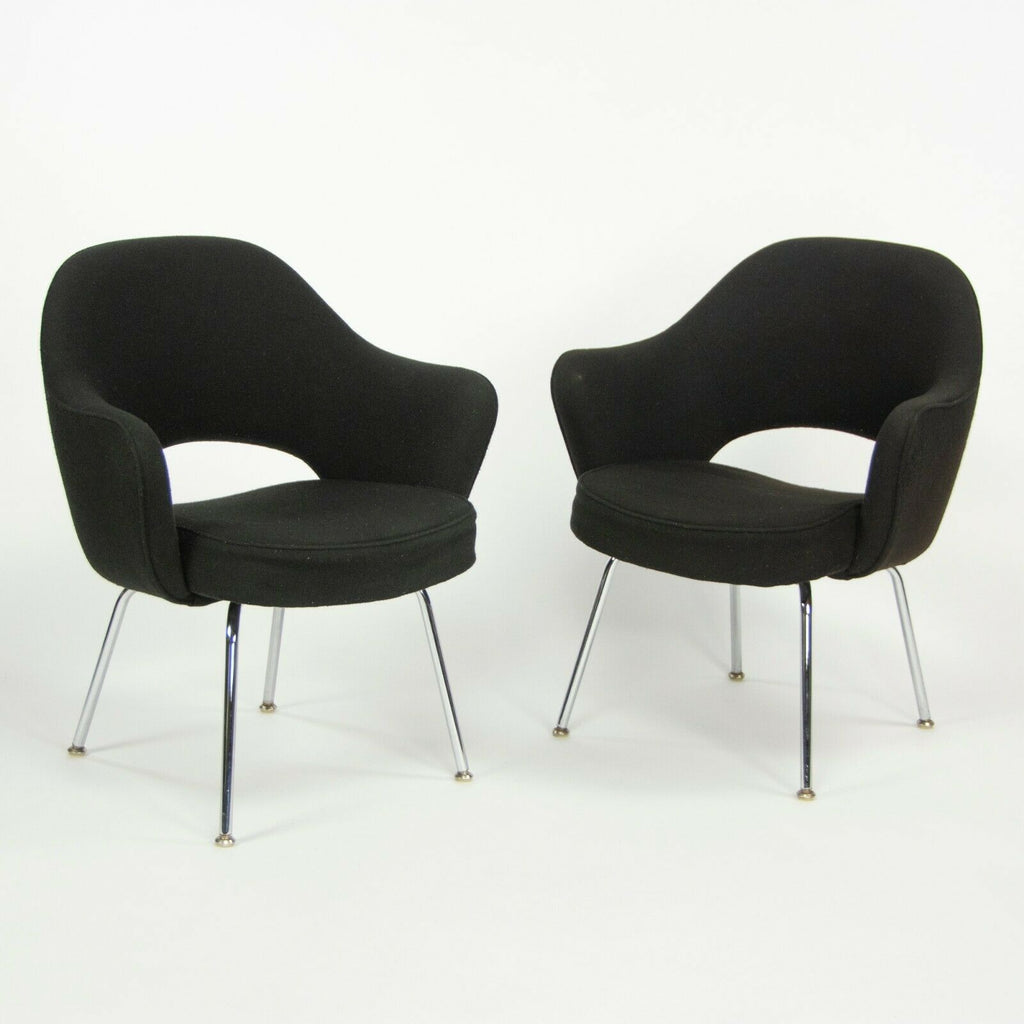 SOLD 1970s Eero Saarinen for Knoll Executive Brown Fabric Arm Chair with Chrome Legs 4x Available