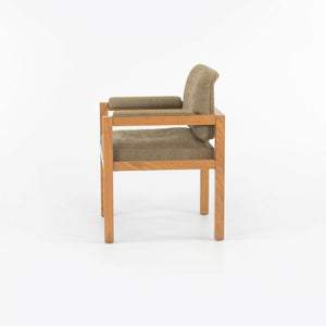 1975 Warren Platner for CI Designs Oak & Dark Tan Fabric Dining Arm Chair