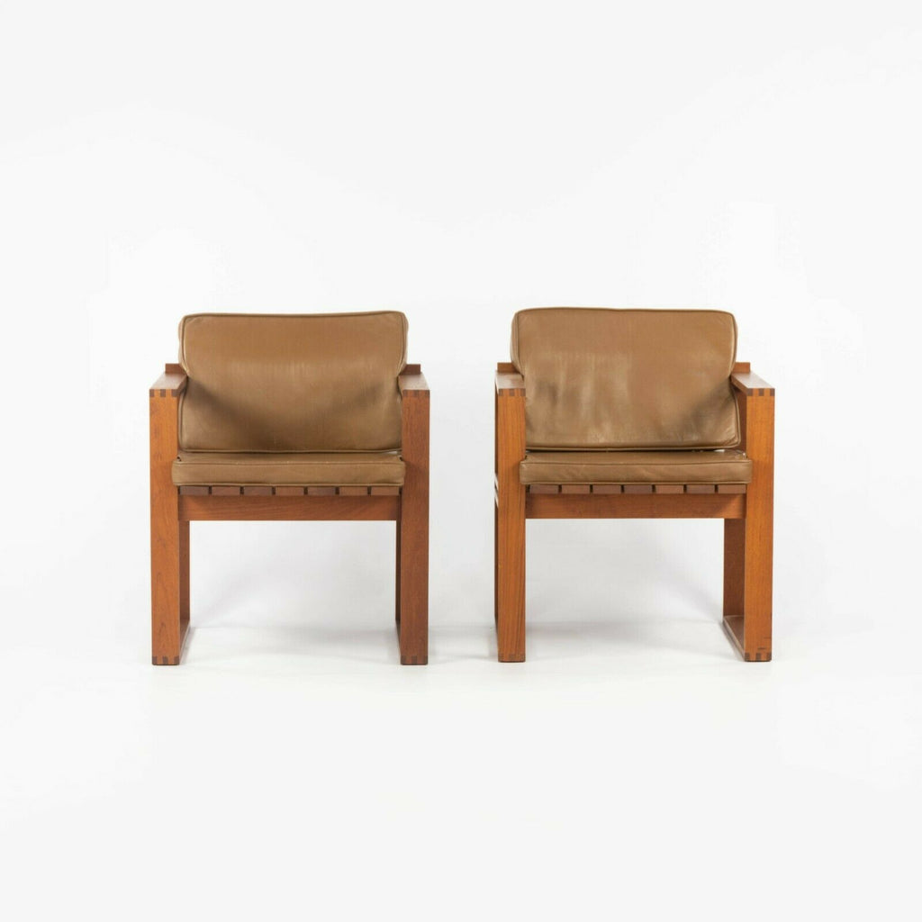 1975 Pair of Bodil Kjaer Teak & Leather Slat Seat Chairs by CI Designs of Boston