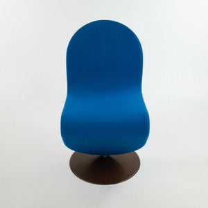 SOLD 1970s Verner Panton for Fritz Hansen 1- 2 - 3 Dining Side Chair in Blue Fabric with Original Label
