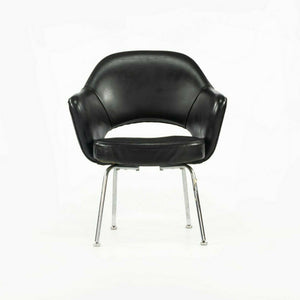 1960s Eero Saarinen for Knoll Executive Dining Arm Chair in Chrome & Black Leather