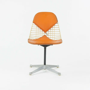 C. 1961 Set of 6 Herman Miller Eames Orange Bikini Pad Swivel PKC2 Dining Chairs