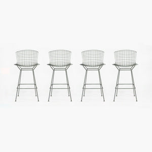 SOLD 2021 Set of 4 Harry Bertoia Knoll Wire Barstools without Seat Pad Satin Chrome