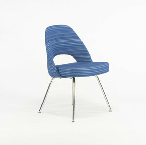 SOLD 2020 6x Eero Saarinen for Knoll Executive Side Chair with Blue Striped Fabric