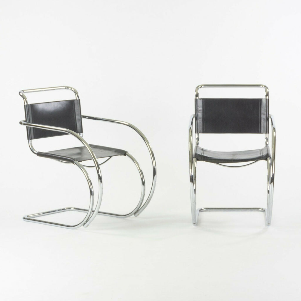 SOLD 1970s Pair of Black Mies Van Der Rohe MR20 Cantilever Dining Chairs by Thonet
