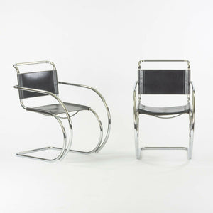 SOLD 1970s Pair of Black Mies Van Der Rohe MR20 Cantilever Dining Chairs by Thonet