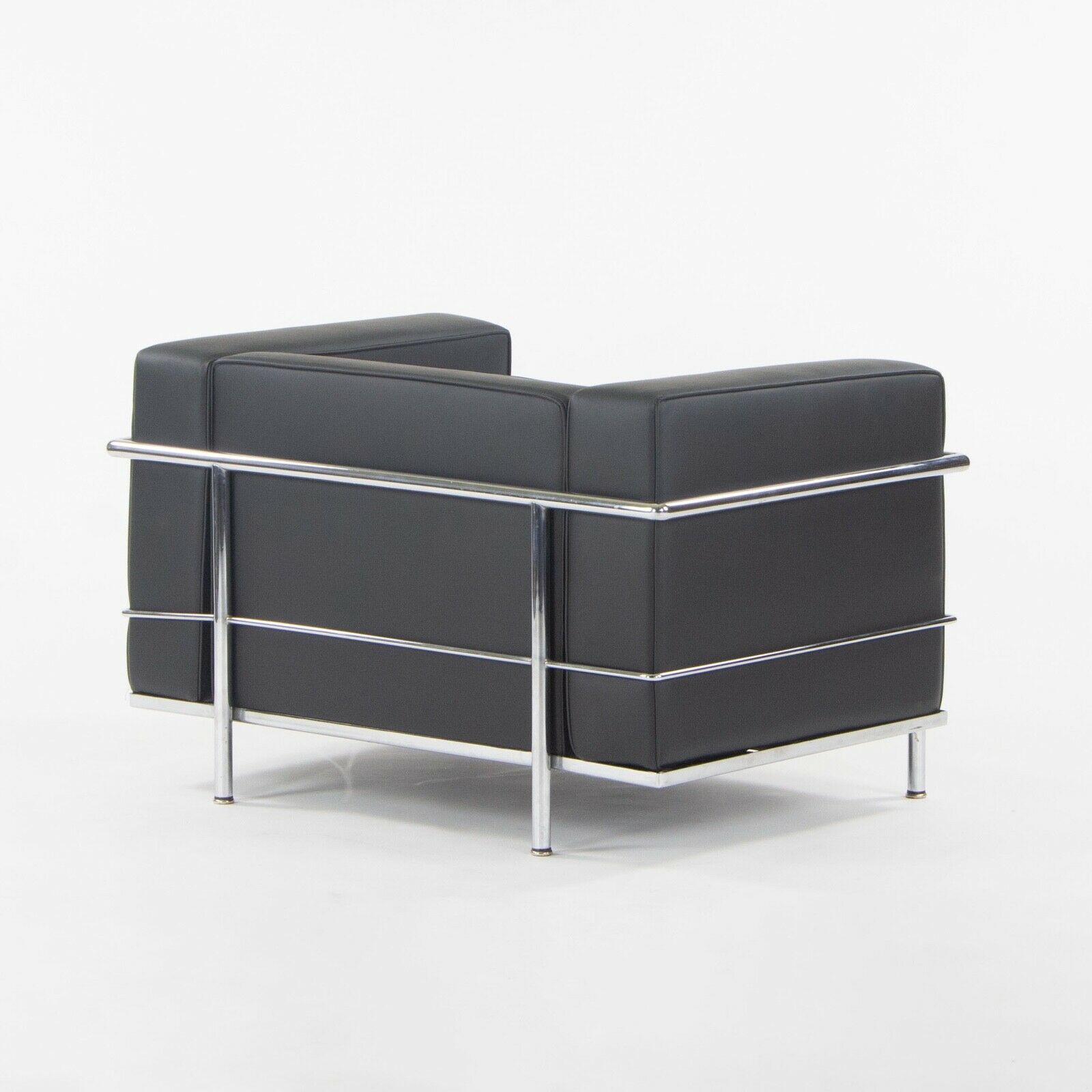 SOLD 1980s Pair of Cassina Le Corbusier LC3 Lounge Chairs with New Black Upholstery