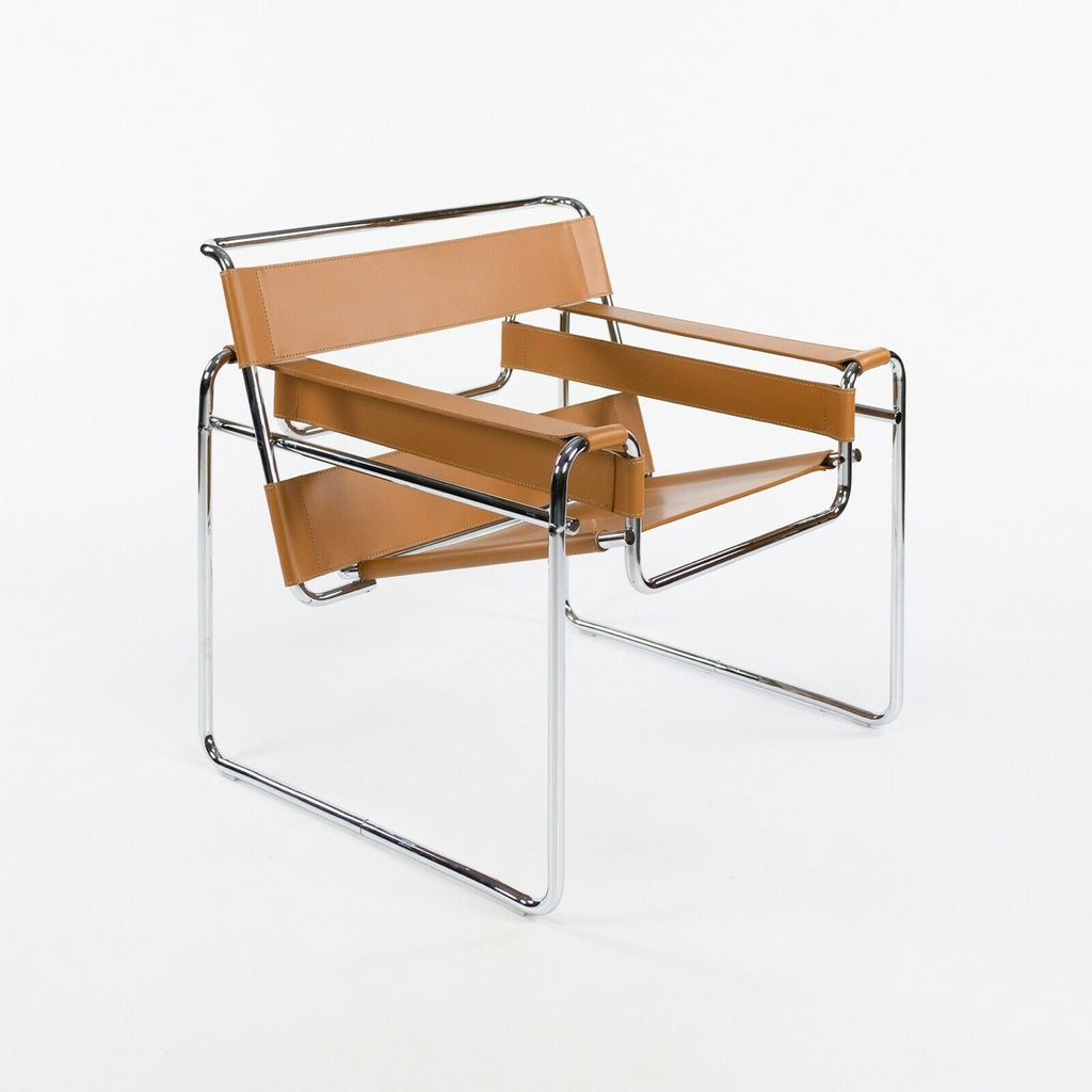 SOLD 2021 Marcel Breuer for Knoll Wassily Chair Warm Beige Leather with Chrome Frame