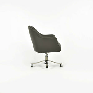 1980s Nicos Zographos Grey Leather Bucket Desk Chairs with Alpha Bases 2x Available