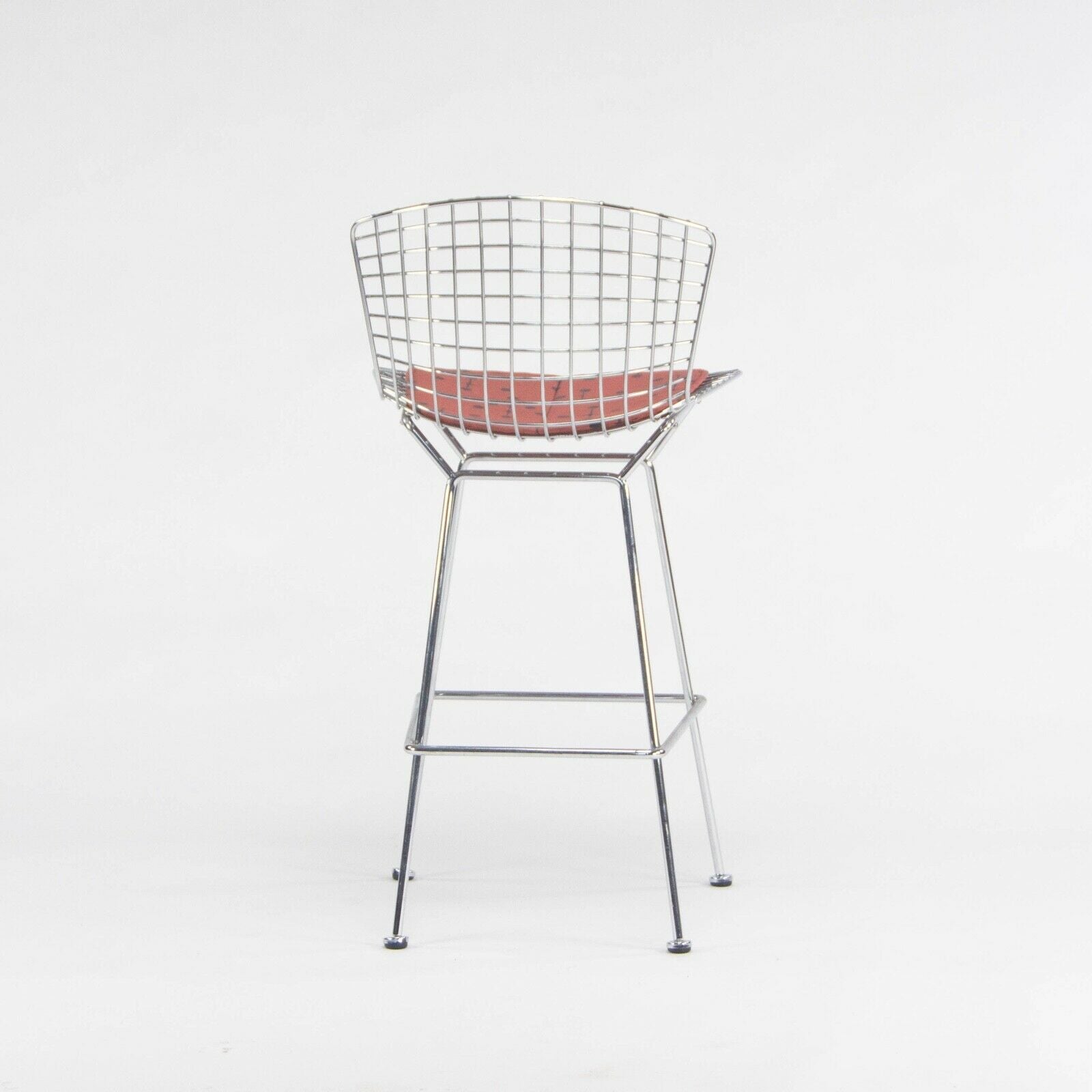 SOLD Harry Bertoia for Knoll Wire Chrome Bar Stools with Eames Dot Fabric Seat Pads