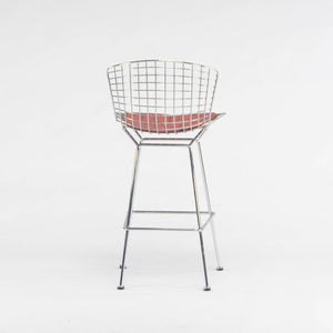 SOLD Harry Bertoia for Knoll Wire Chrome Bar Stools with Eames Dot Fabric Seat Pads