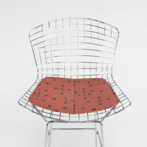 SOLD Harry Bertoia for Knoll Wire Chrome Bar Stools with Eames Dot Fabric Seat Pads