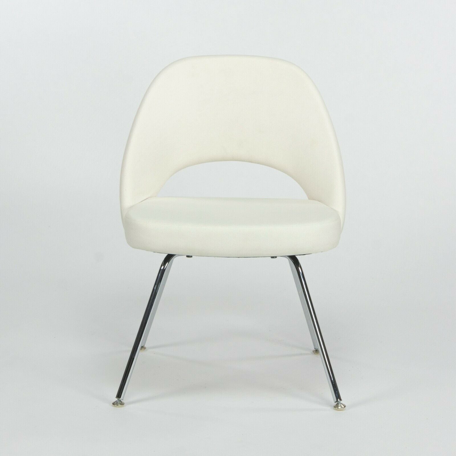 SOLD Eero Saarinen Knoll 2020 White Leather Executive Side Chair with Chrome Legs 2x Available