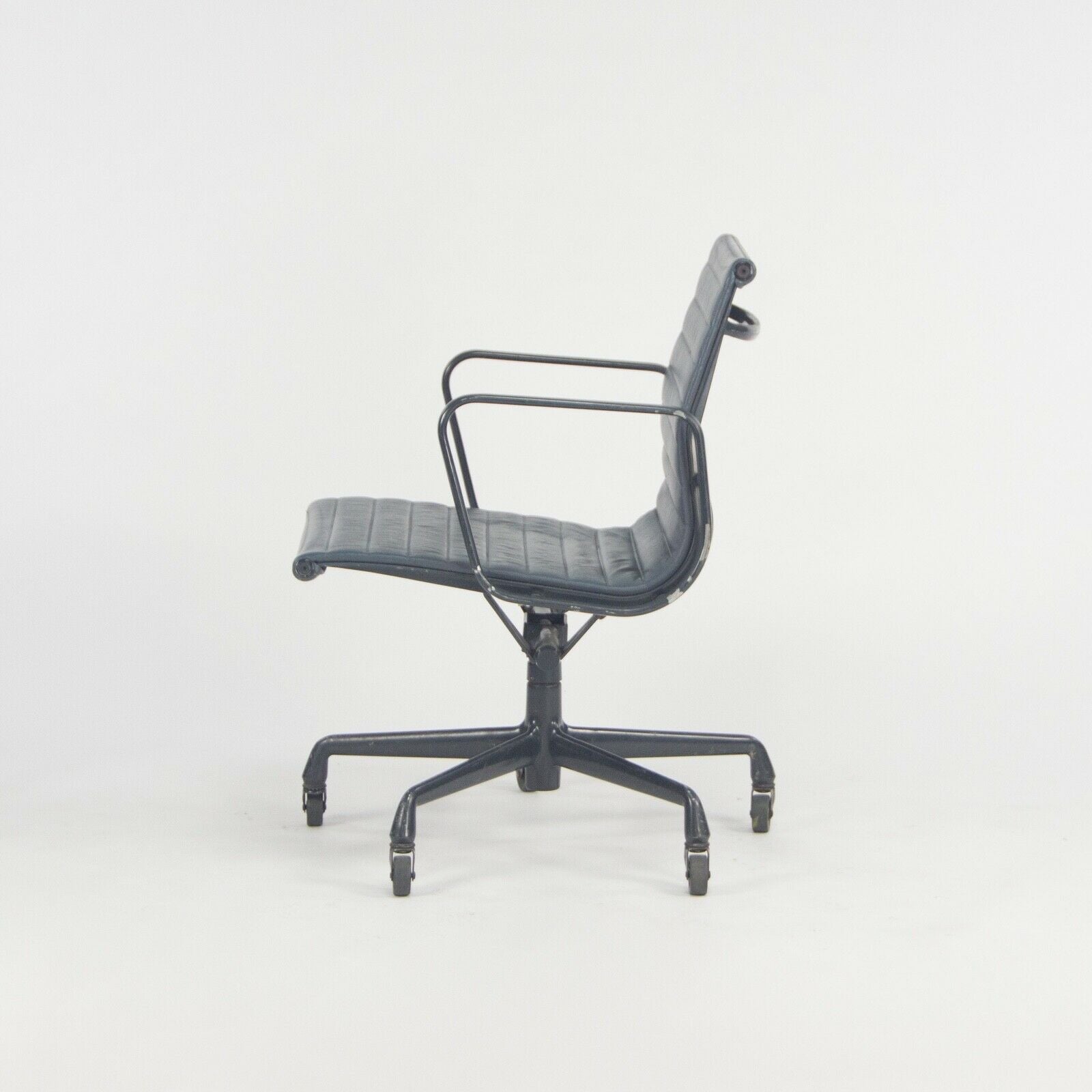 SOLD 1999 Herman Miller Eames Aluminum Group Management Desk Chair in Blue Leather