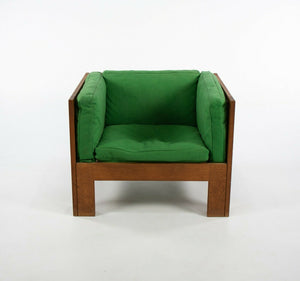 1975 Tage Poulsen TP63 Lounge Chair by CI Designs in Oak with Green Upholstery