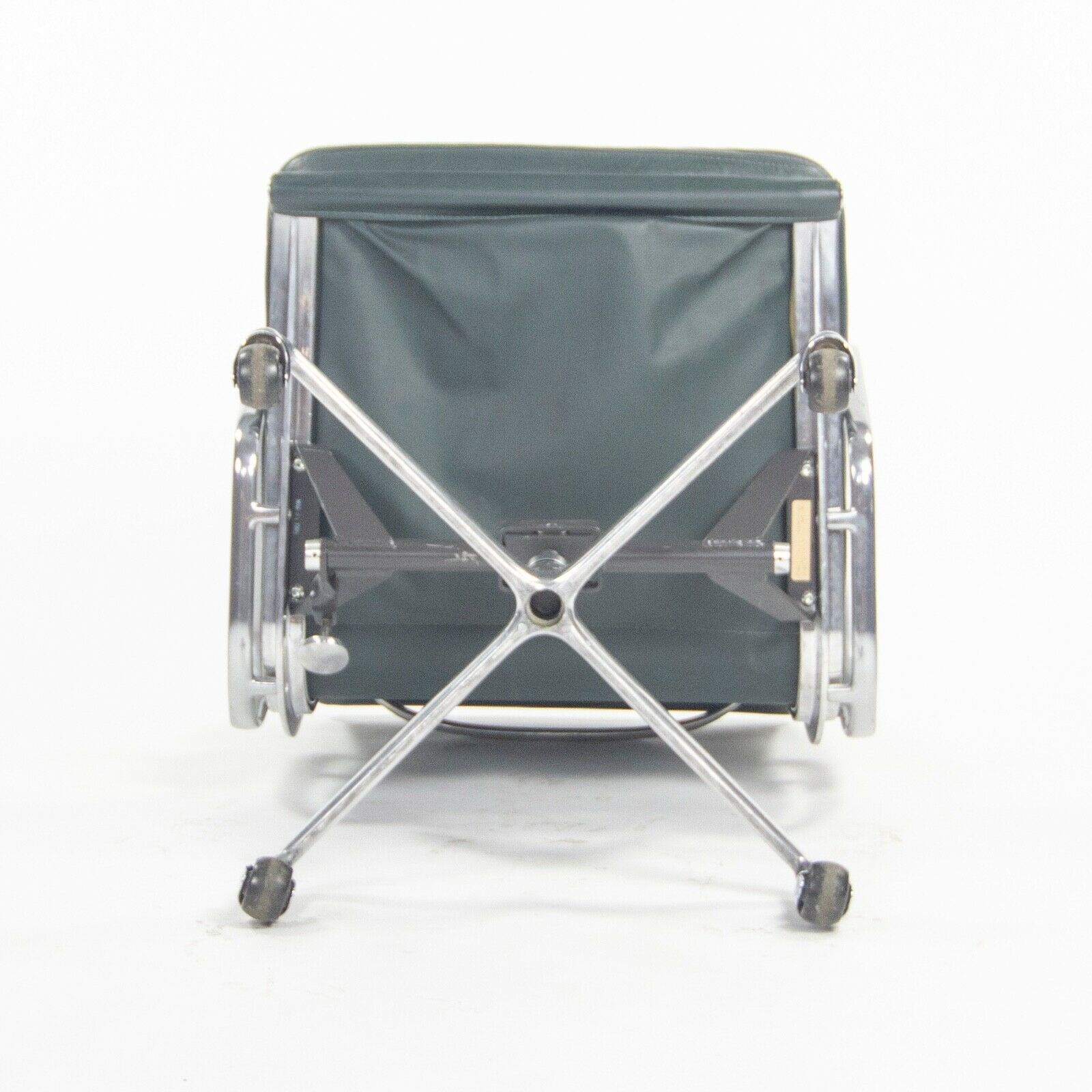 SOLD 1980s Herman Miller Eames Aluminum Group Soft Pad Management Desk Chair in Green Leather