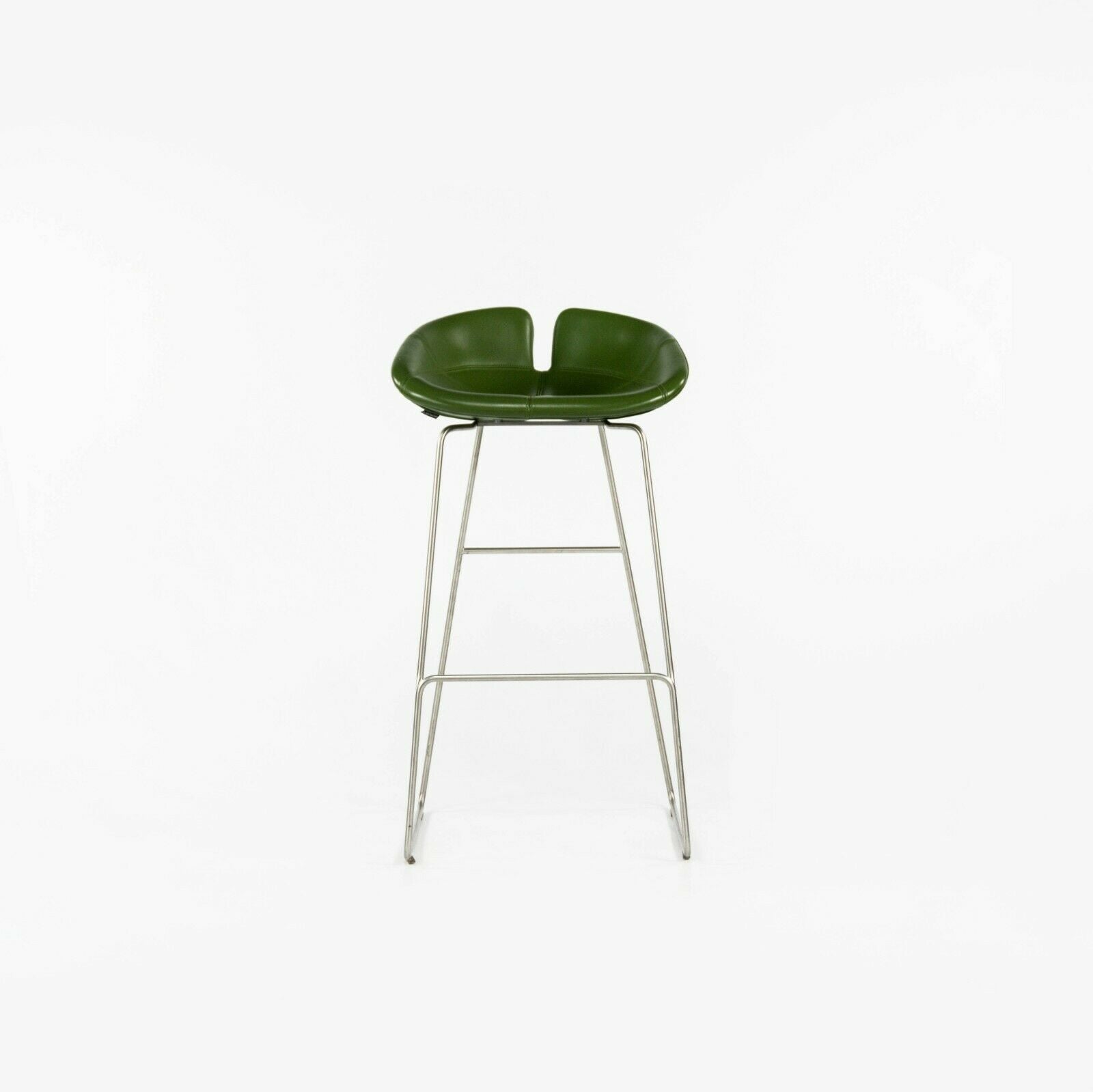 SOLD 2010 Patricia Urquiola for Moroso Fjord Bar Height High Stool in Green Leather