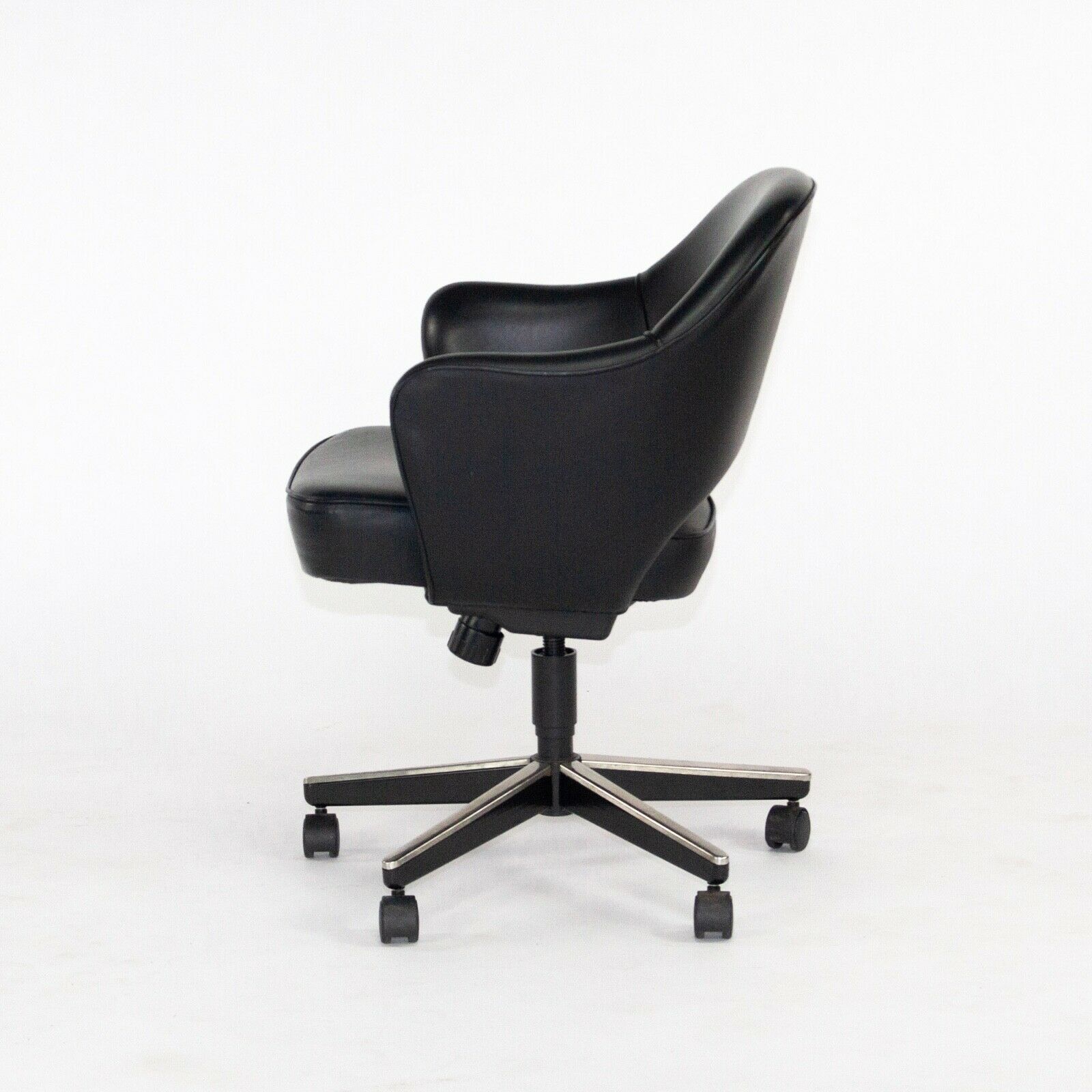 SOLD 2011 Eero Saarinen for Knoll Executive Desk Chair w/ Rolling Base Black Leather