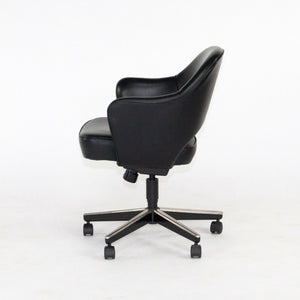 SOLD 2011 Eero Saarinen for Knoll Executive Desk Chair w/ Rolling Base Black Leather
