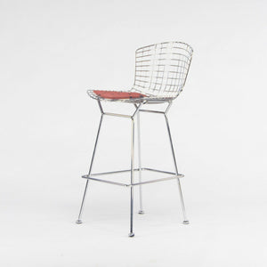 SOLD Harry Bertoia for Knoll Wire Chrome Bar Stools with Eames Dot Fabric Seat Pads