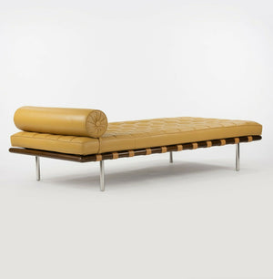 SOLD 1970s Mies Van Der Rohe for Knoll Barcelona Day Bed / Couch in Tan Leather Signed
