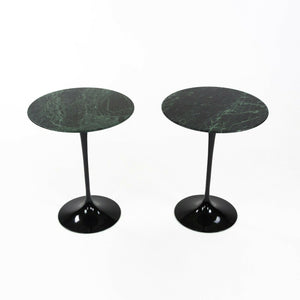SOLD 2020 Eero Saarinen Knoll Tulip Side End Table w/ 16in Verdi Alpi Green Marble 2x Available