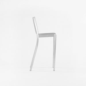 SOLD 2010s Philippe Starck for Emeco Hudson Bar Stool Pair Brushed Aluminum Finish