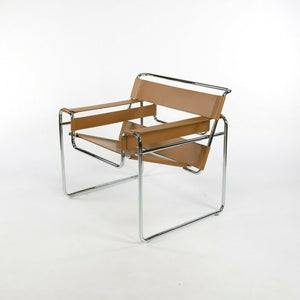 SOLD 2021 Marcel Breuer for Knoll Wassily Chair Warm Beige Leather with Chrome Frame