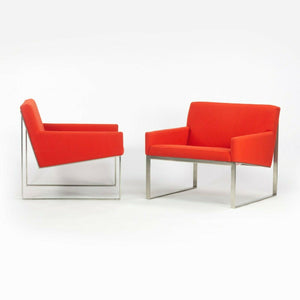 SOLD Pair of Fabien Baron Bernhardt Design B.3 Orange/Red Kvadrat Wool Lounge Chairs